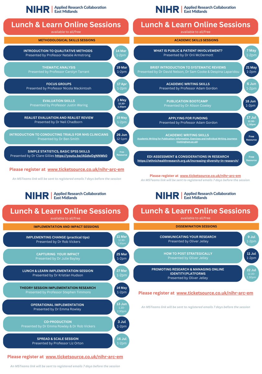 NIHR ARC-EM Short Training Course Programme OPEN TO ALL FREE simply register ticketsource.co.uk/nihr-arc-em @ARC_EM @E_Rowley @adamgordon1978