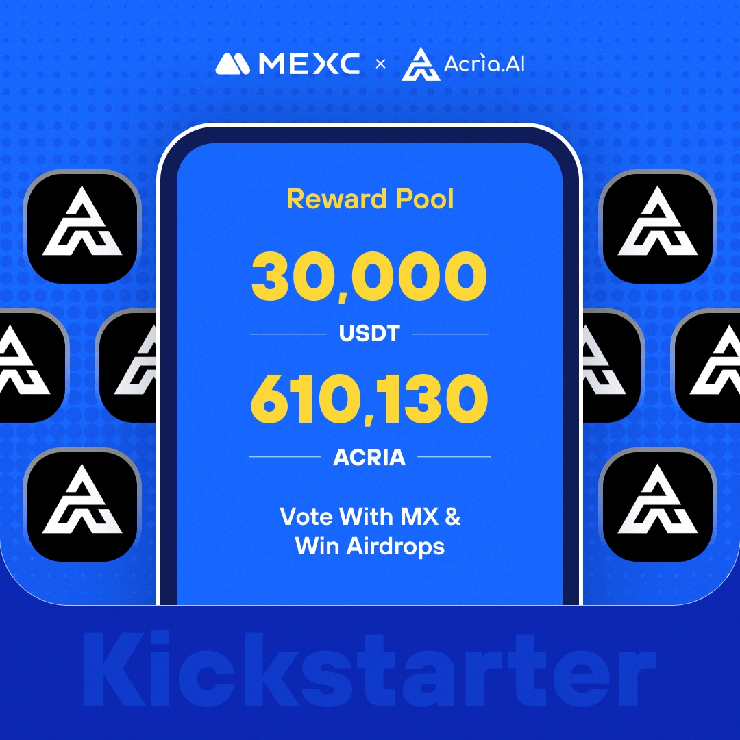 .<a href="/acrianetwork/">Acria.AI</a>, an EVM-compatible smart contract platform that seeks to democratize the AI space, is coming to #MEXCKickstarter 🚀 

🗳Vote with $MX to share massive airdrops
📈 $ACRIA/USDT Trading: 2024-02-29 14:00 (UTC)

Details: mexc.com/support/articl…