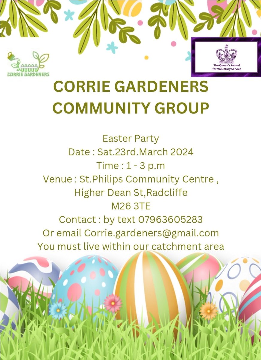 CorrieGardeners's tweet image. We have a few places left at our Easter Party.@GrowingTogeth13 
You must live on Coronation Gardebs,Coronation Walk or Coronation Rd