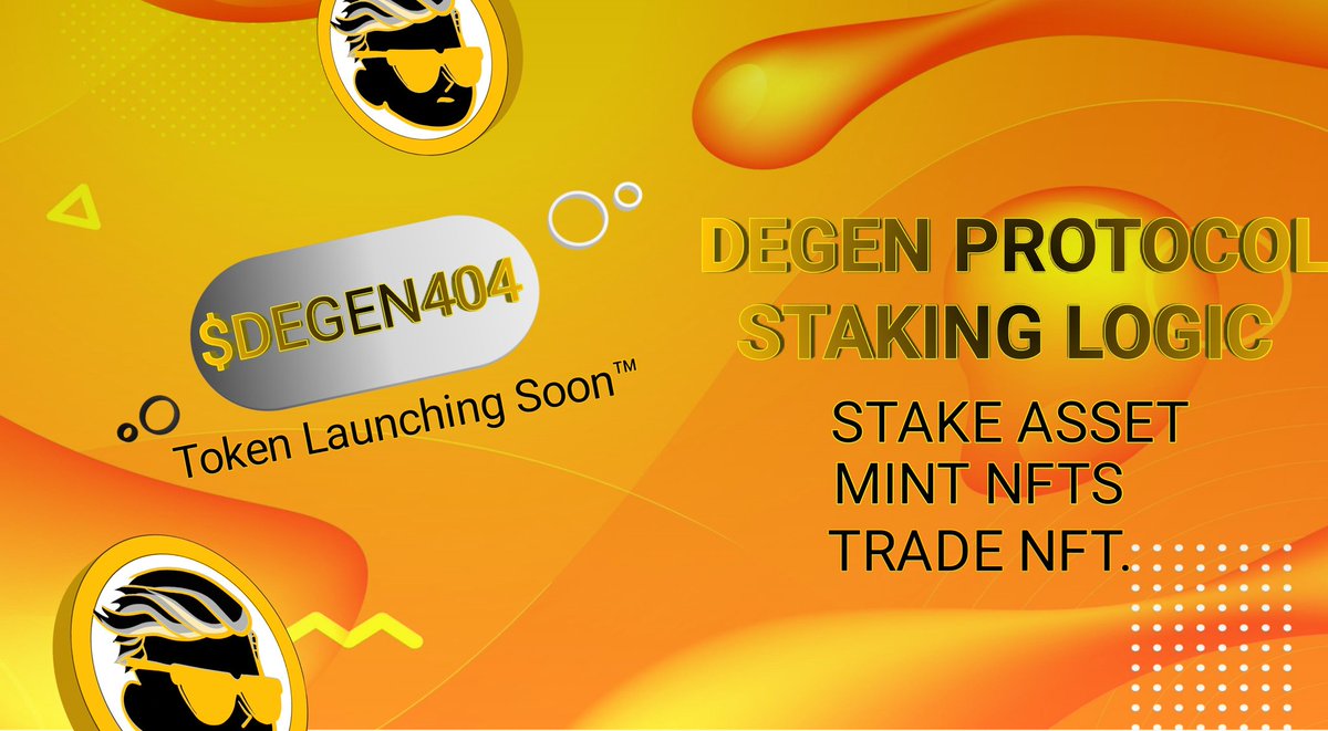DegenProtocol_'s tweet image. Gm
Will be deploying Our revolutionary Degen Contract that allows degens to stake their tokens and get an Nft as a staking representation. This will be our V1.

#DEGEN #ETH #ERC404 #Ethereum #BTC