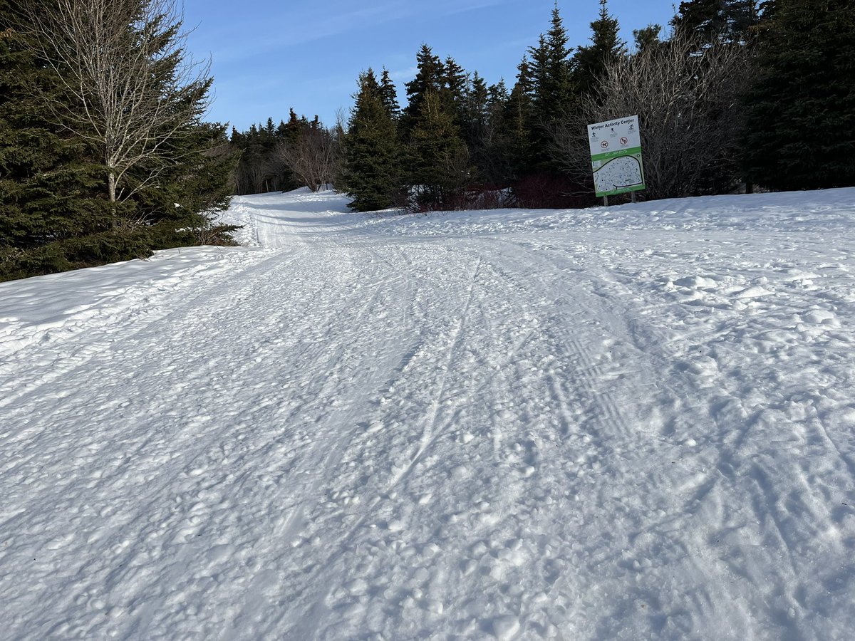 Wednesday! 
Pippy Park WAC: 8:30am - trails are firm, fast, slick, and ridged. Classic track is broken in spots. 

Folks, it’s getting really warm and wet today and tomorrow. Let’s do our best to preserve our base and be gentle on the trails! @PPWACTrails