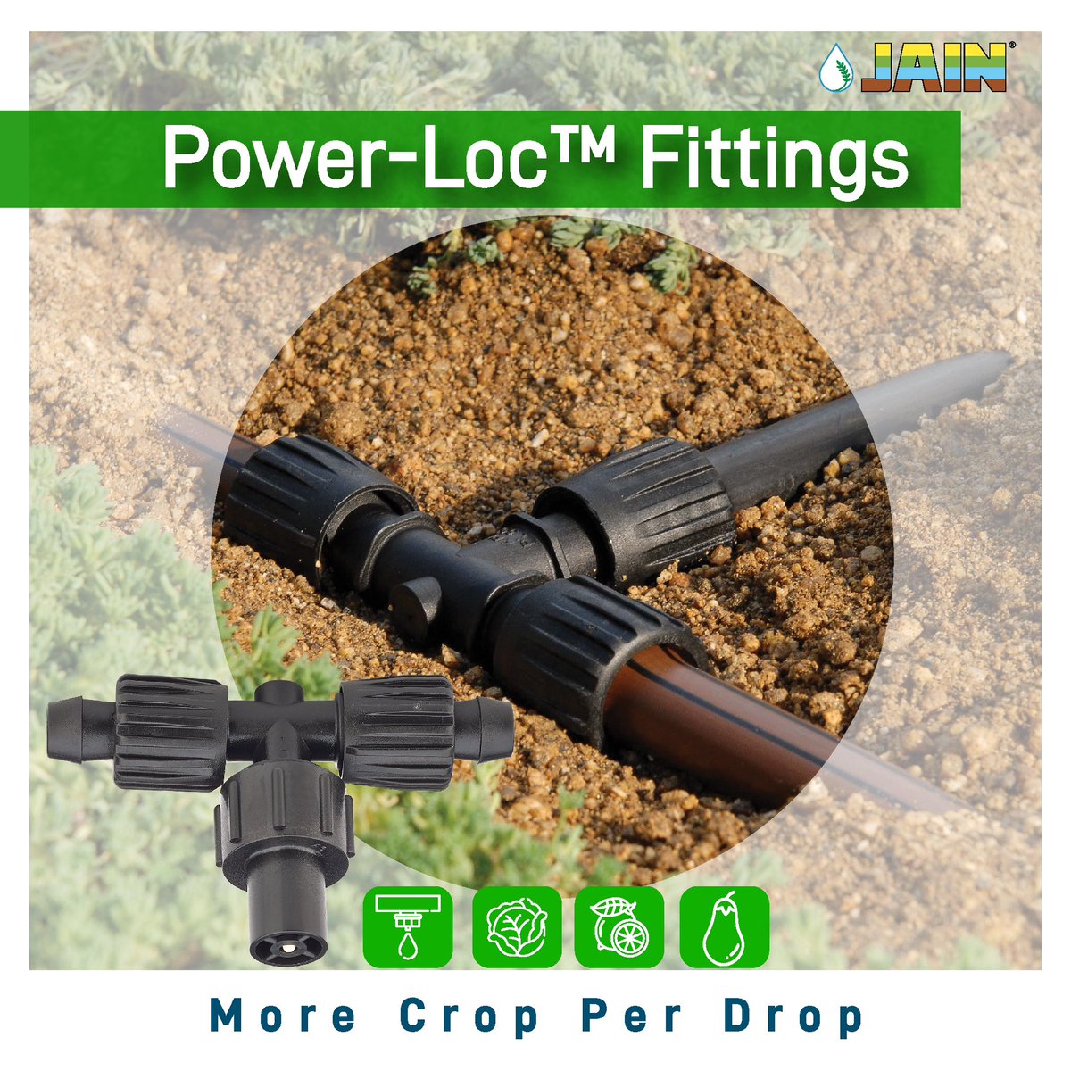 Lock in the strength and goodness of gaining #MoreCropPerDrop 💧 with the “Power Loc Fittings” by #JainIrrigation ☑️ 

#PowerLocFittings #JainFittings #AgTech #Agriculture #Fittings #Agri #JISL