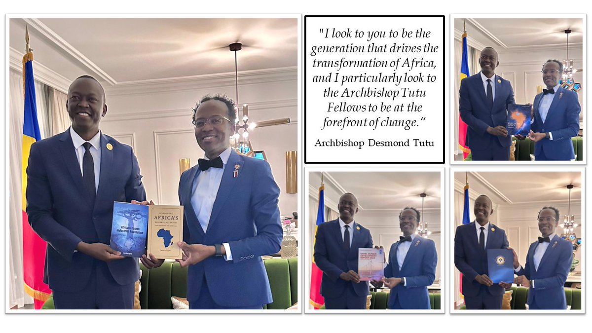 “At the Forefront of Change”: I expressed my deep gratitude to our pioneering #ArchbishopTutuFellow, the Prime Minister of the Republic of Chad, H.E. Dr. Succès MASRA, for his leadership, offering him a signed copy of my two latest books “Africa’s Fourth Industrial Revolution”…