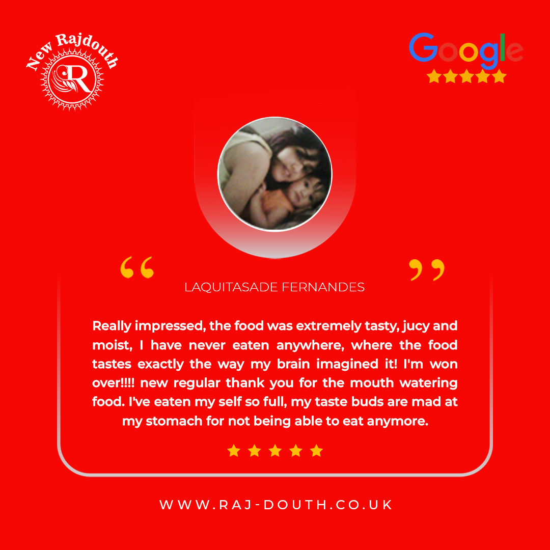 Join the club of happy taste buds! 🍴 Our customer left our restaurant with a heart full of gratitude and a stomach full of deliciousness. - - ☎️ 01908 506600 🌐 raj-douth.co.uk 📌 8 White Horse Drive, Emerson Valley, Milton Keynes MK4 2AS #bestreviewed #reviewedfood