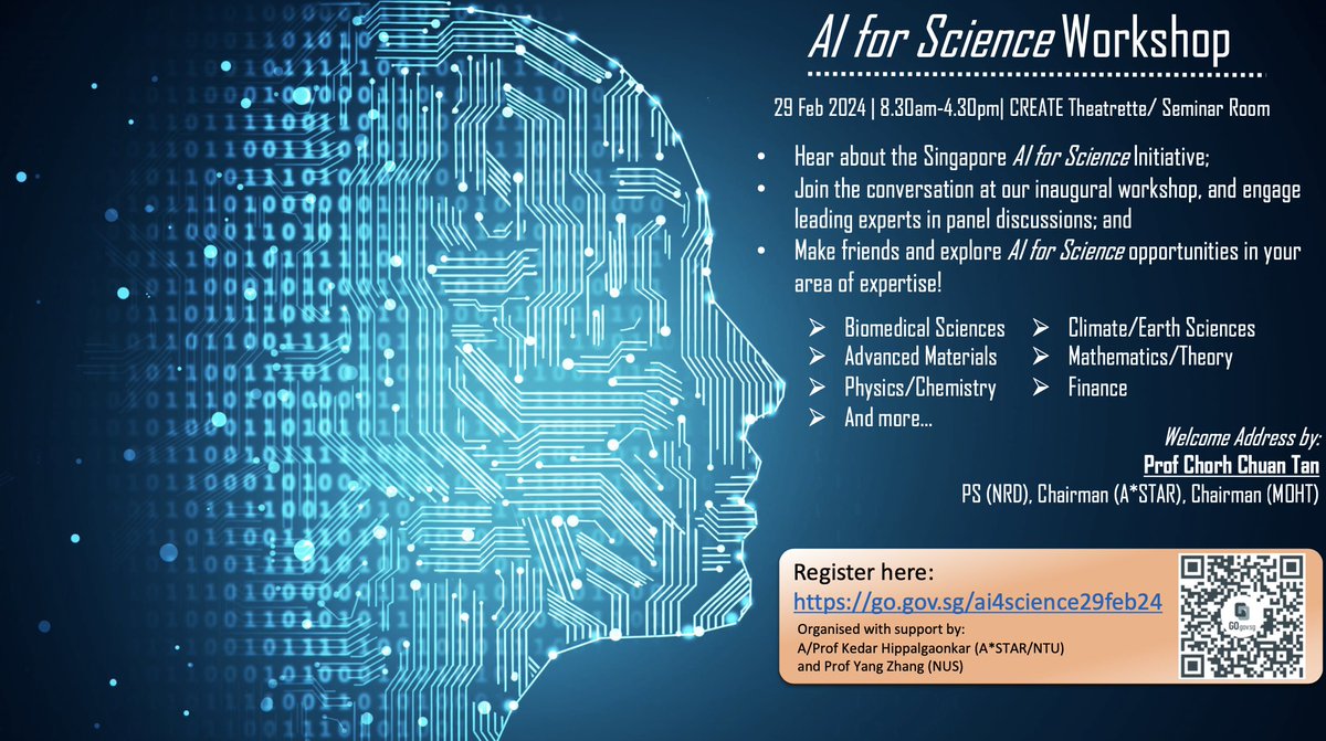 I am speaking tomorrow at the 'AI for Science' workshop at the NRF. It will be engaging! Local folks are welcome to join us at CREATE Tower Level 2, Singapore 138602