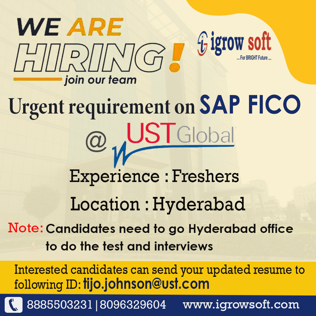 igrowsoftindia's tweet image. Urgent Requirement on SAP FICO @UST Global
Visit:igrowsoft.com/sap-fico-train…
Call Us:+918885503231|8096329604
Email: igrowsoft.yours@gmail.com

#sapfico #SAPFICOcoursefees
#toptraininginstituteforsapfico
