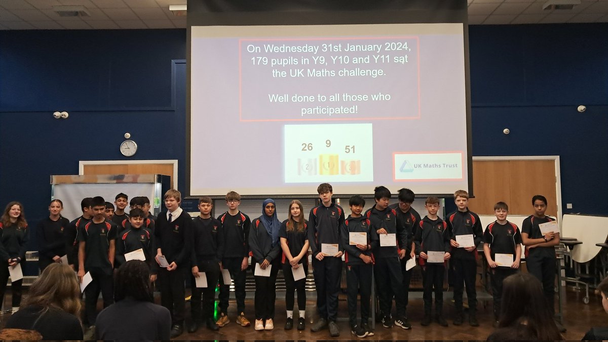 We are delighted with @Olchfaschool pupils' results in the Intermediate @UKMathsTrust challenge. Today, we have proudly celebrated success with Y9: 2🥇5🥈19🥉for our Y9 pupils! Amazing results! Good luck to Joel and Yahya (BiY), who have qualified for the Grey Kangaroo 👏