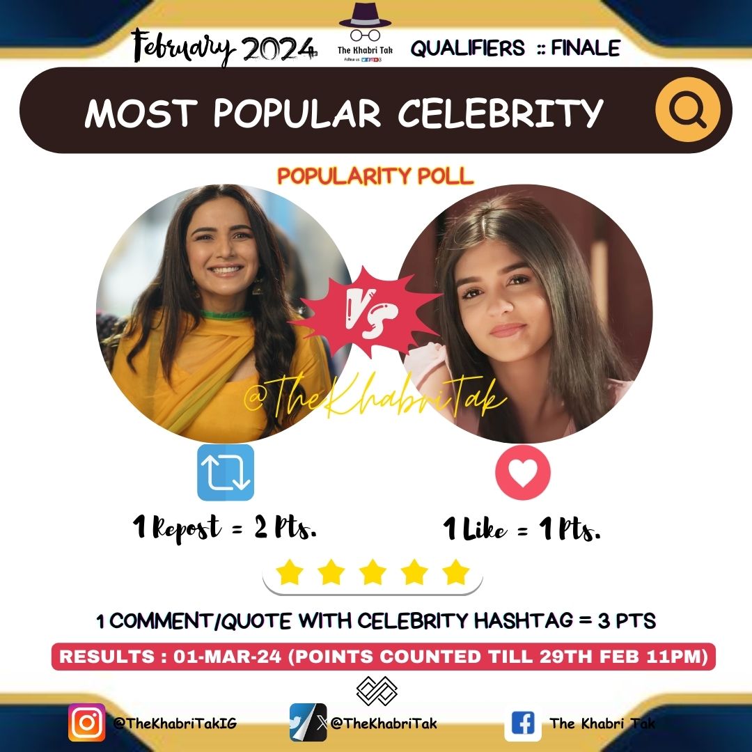 The Khabri Tak (@thekhabritak) on Twitter photo FEBRUARY 2024 TKT Awards !!
Who is the most stylish ITV DIVA (Female) ??
- Retweet : #JasmineBhasin
- Like : #PranaliRathod
- Comment/Quote using celebrity hashtag
Note : Winner will be declared on the basis of Points earned
Stay Tuned with <a href="/TheKhabriTak/">The Khabri Tak</a> FEBRUARY 2024 TKT Awards !!
Who is the most stylish ITV DIVA (Female) ??
- Retweet : #JasmineBhasin
- Like : #PranaliRathod
- Comment/Quote using celebrity hashtag
Note : Winner will be declared on the basis of Points earned
Stay Tuned with <a href="/TheKhabriTak/">The Khabri Tak</a>