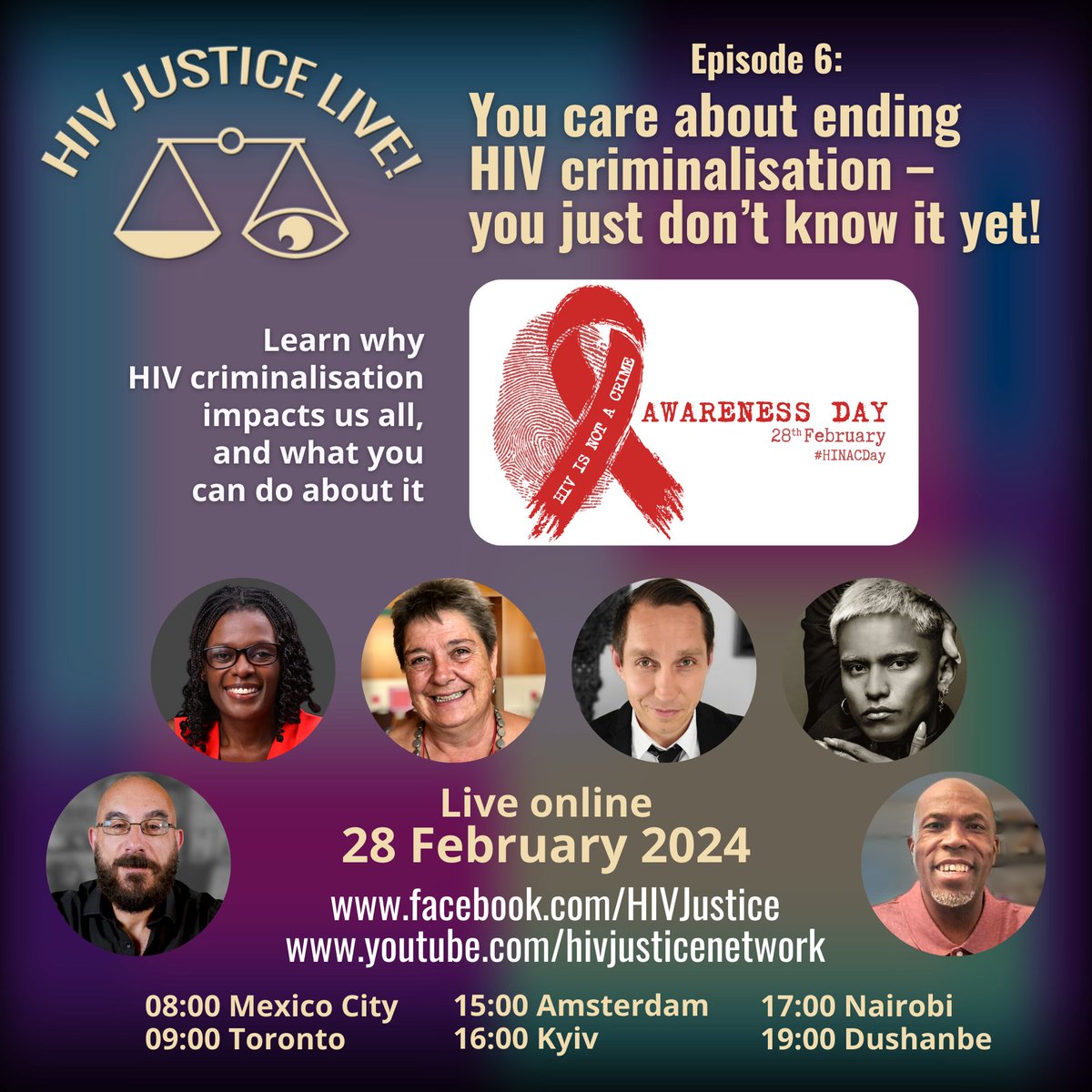 TODAY! #HINACDay Tune in at 3pm CET! On the first global HIV Is Not A Crime Awareness Day, @floriako; @michaelaarasa; Mikhail Golichenko (@HIVlegal); @IsisMagdalena99 and Kerry Thomas (@TheSeroProject) join @HIVJusticeNet ED, @edwinjbernard on the virtual sofa.…