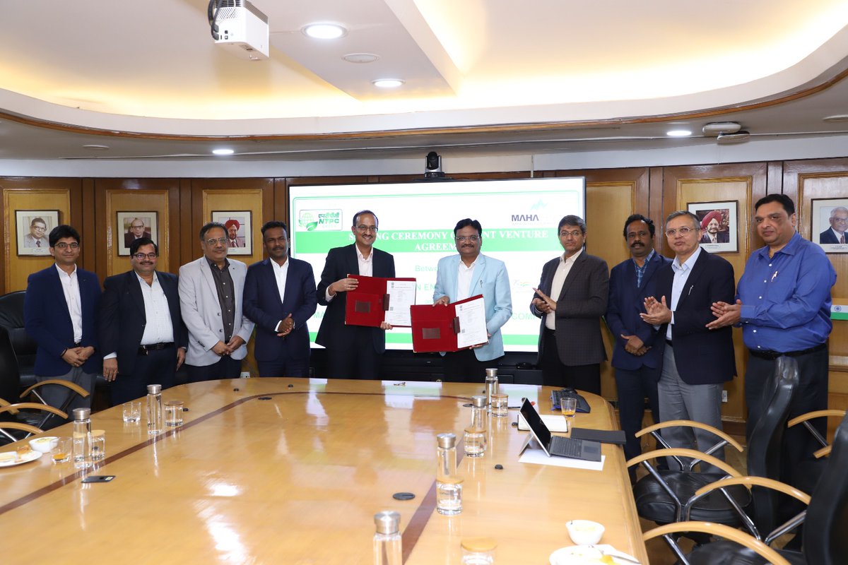 NTPC Green Energy Ltd today signed a Joint Venture Agreement with MAHAGENCO for developing RE Parks in Maharashtra.
#GreenEnergy #RenewableEnergy #EnergyForAll #PoweringProgressResponsibly #NTPC 

@MinOfPower @mnreindia @OfficeOfRKSingh @PIB_India @PIBMumbai @CMDNTPC