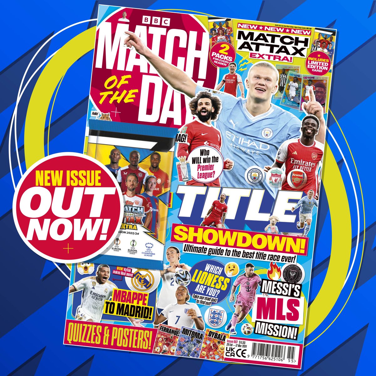 💪🏆 𝐓𝐈𝐓𝐋𝐄 𝐒𝐇𝐎𝐖𝐃𝐎𝐖𝐍! 🏆💪 Featuring… 👑 Premier League title fight guide! 😱 TWO packs of Match Attax Extra! 📚 #WorldBookDay fun! ✈️ Mbappe’s massive move! 🦁 Well silly Lioness quiz! 🤪 Emoji posters, epic LOLs and more! Tell your kids - it’s OUT NOW!