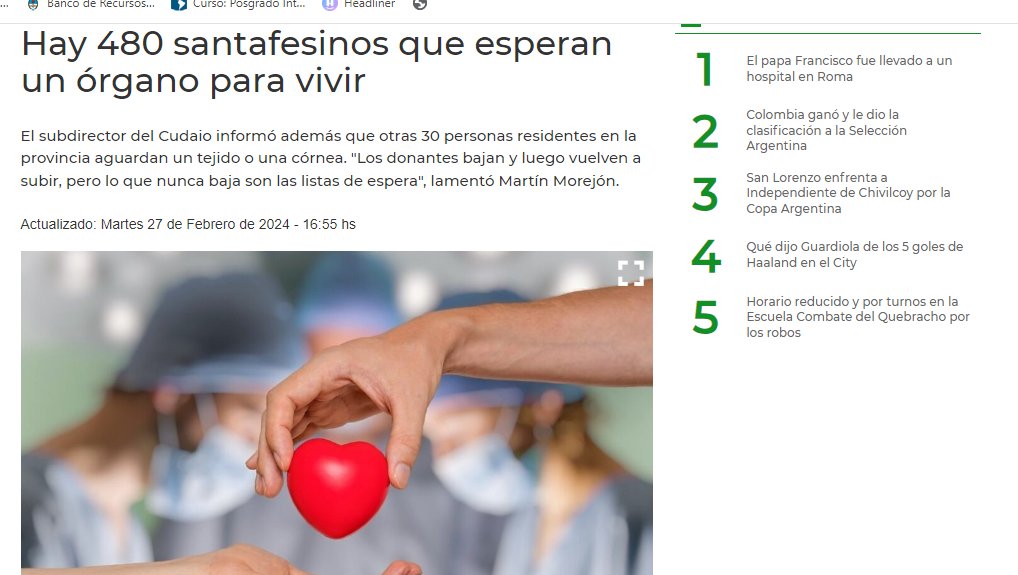 lt10.com.ar/noticia/428578…

🗣️"En Santa Fe hay 480 personas que están en lista de espera por un órgano y otras 30 que aguardan un tejido o una córnea" (Dr. Martín Morejón, subdirector de CUDAIO).

#DejáTuMarca
#SociedadDonante