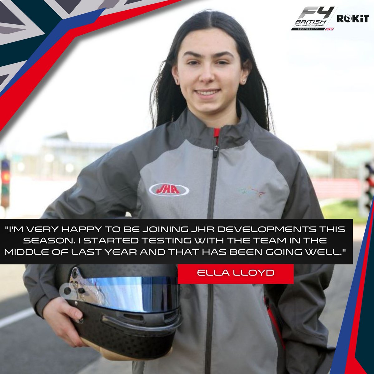JHR Developments has finalised its line-up in the ROKiT British F4 Championship for 2024, as talented teenager Ella Lloyd joins the team #BritishF4