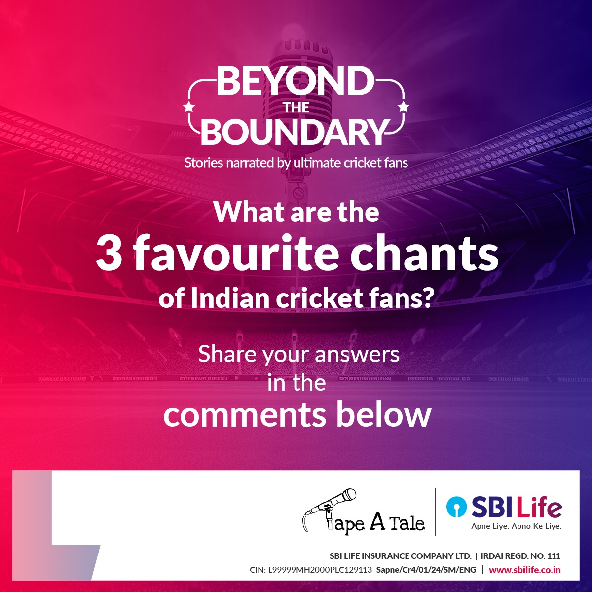 The clock is ticking ⏳3 days until we get to see you at #BeyondTheBoundary! 

Visit bit.ly/3uDIYQP to book your seat

@tapeAtale  #tat #Storytelling #SpokenWord #CricketTales #CricketStories #SportsNarratives #CricketCommunity  #SBILife #ApneLiyeApnoKeLiye