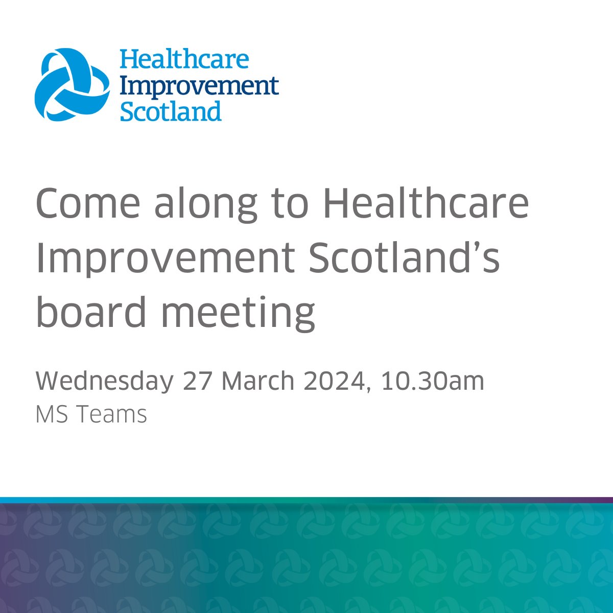 Join our next board meeting on Wednesday 27 March at 10.30am on MS Teams. Meeting papers will be published on our website ahead of the meeting. Register through the link below.