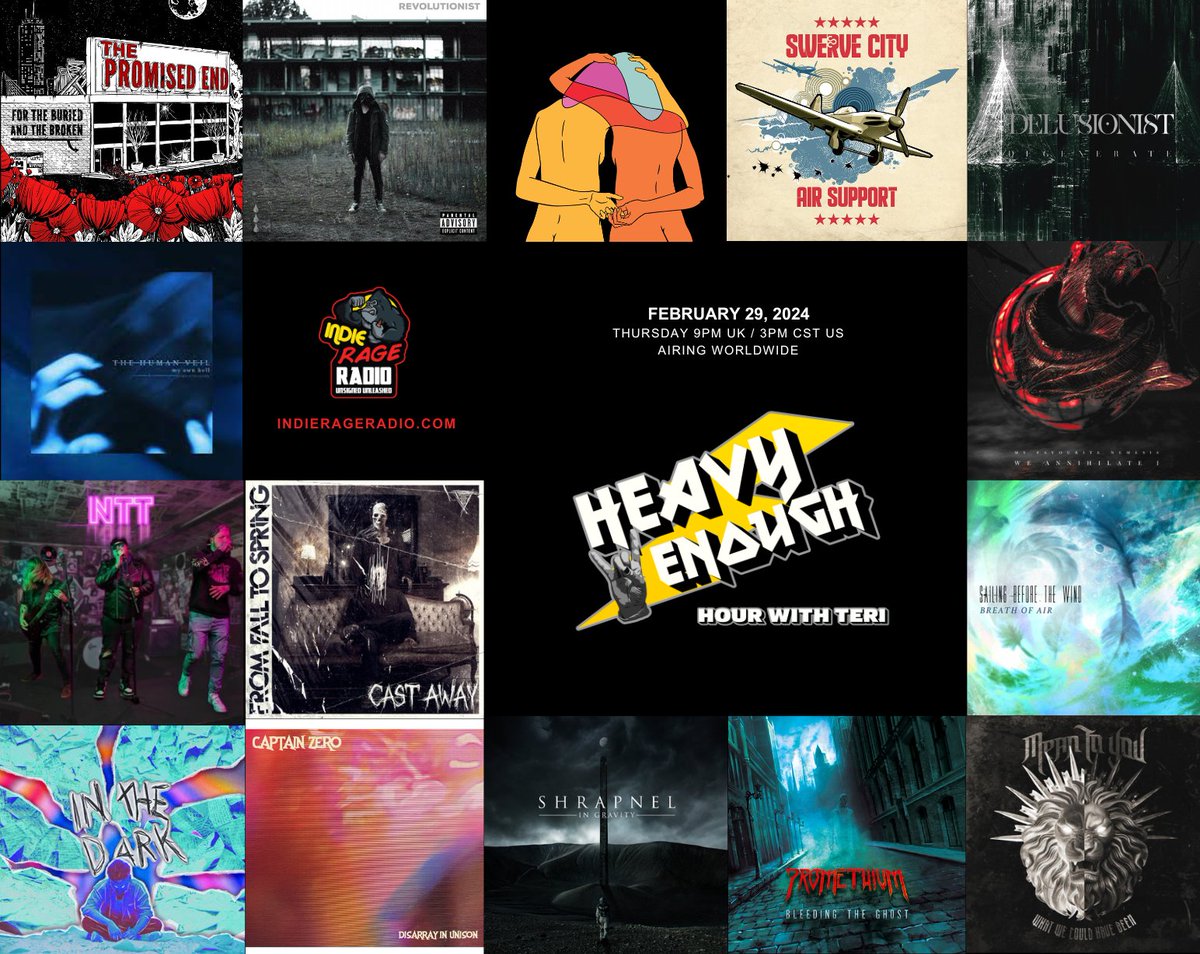 Thursday 9pmUK, 22hrCET, 3pmCST + everywhere Tune in to @IndieRageRadio 🔊 indierageradio.com #HeavyEnough Hour play new bangers from- @AlwaysNTT @ffts_ger @SBTW_official @THECITYISOURSUK @captainzeroband @SHRAPNELUK @Promethiumband #MeanToYou Info: facebook.com/HeavyEnoughHou…