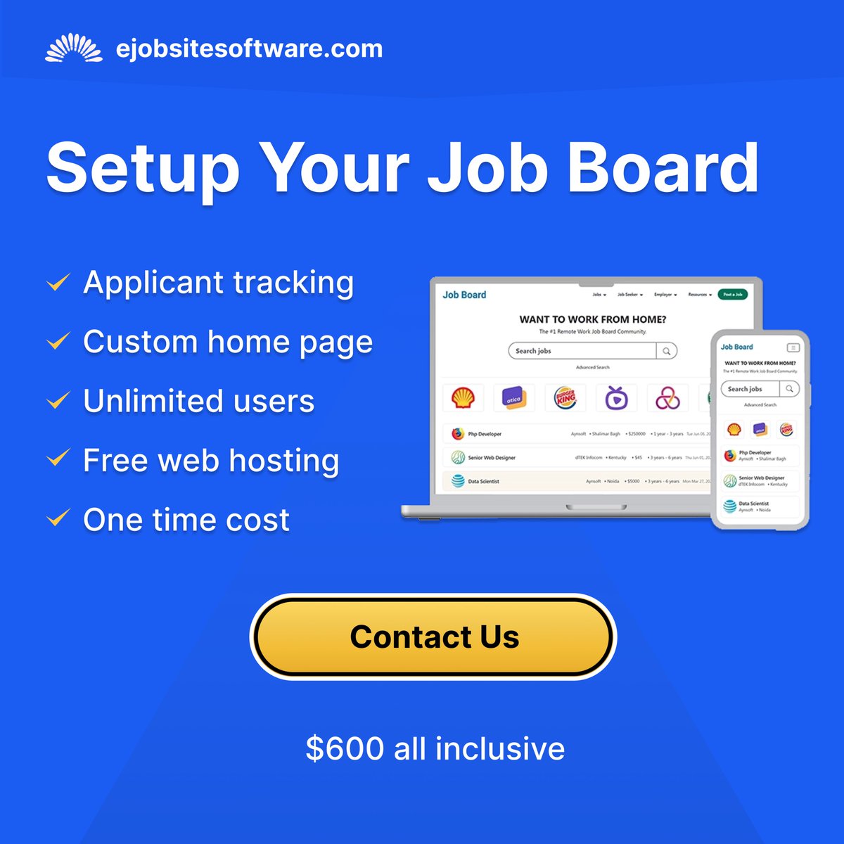 Setup a job board using ejobsitesoftware.com