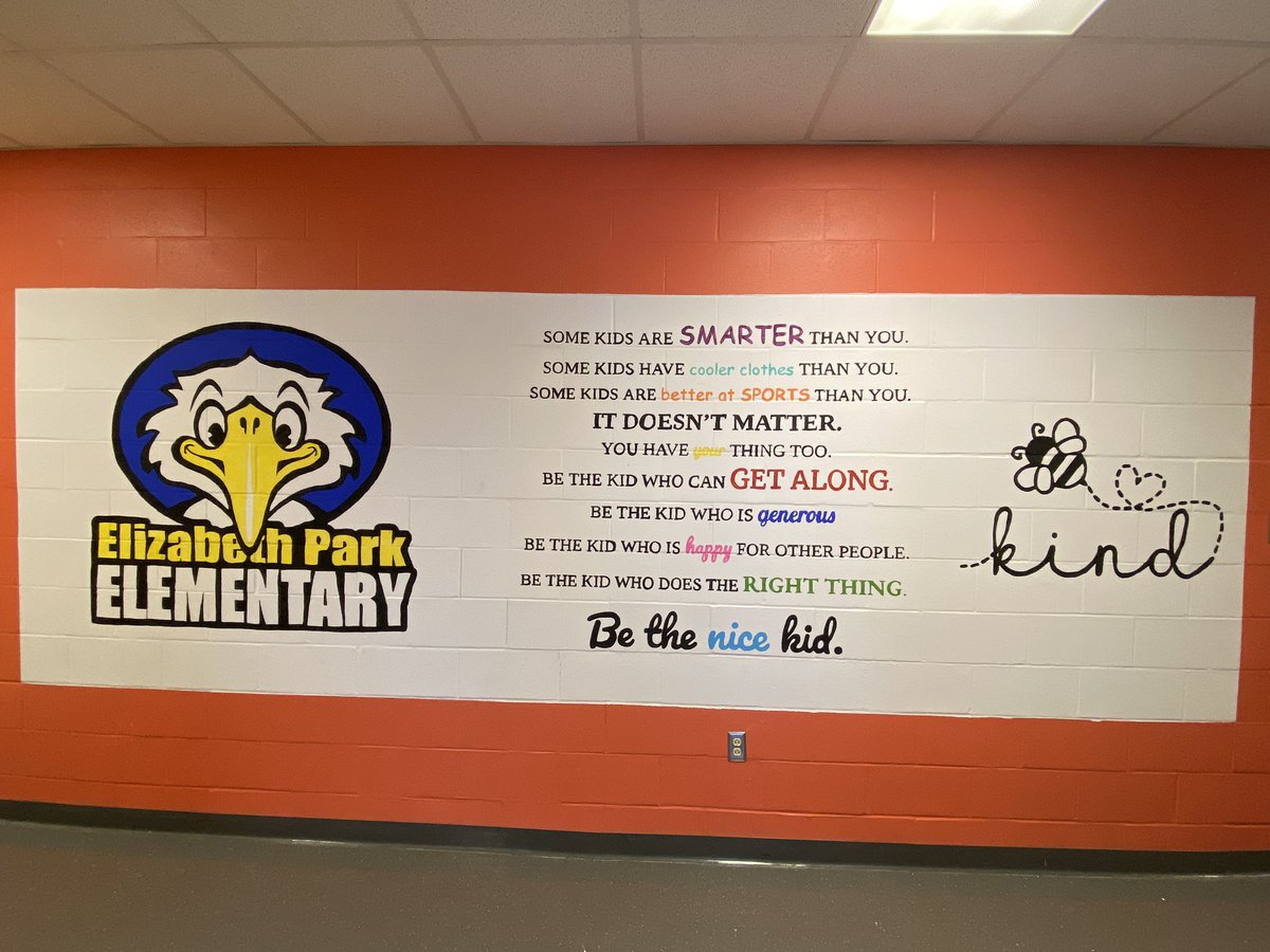 We are so thankful for the addition of this beautiful mural, just in time for Pink Shirt Day, by a few awesome, dedicated teachers! @ElizabethParkEl #bekind