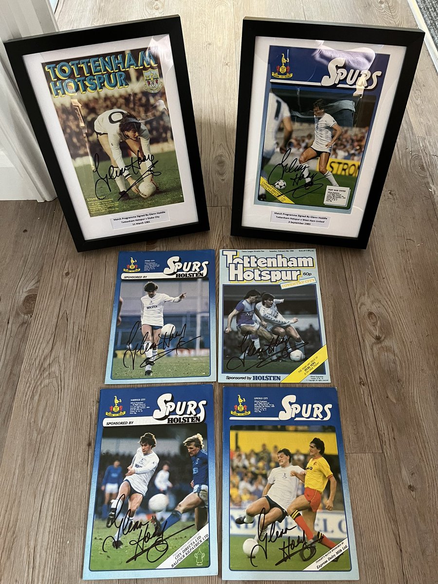 Special thanks to @GlennHoddle who became the 47th Tottenham player/manager to support the ‘re-homing Tottenham programmes for charity’ project by signing a number of programmes where he featured on the front cover. Please DM me if interested #COYS