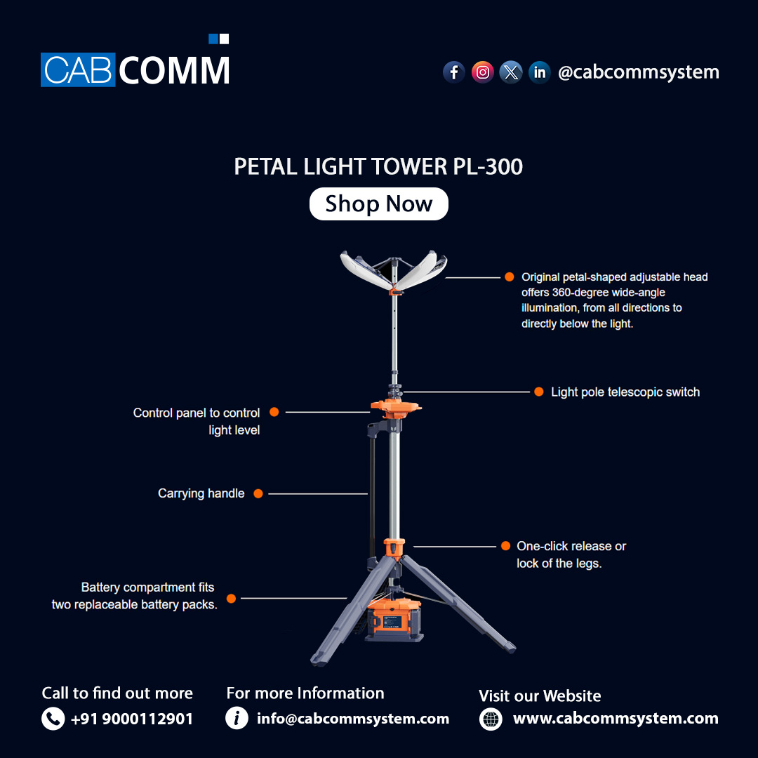 Shop Petal Light Tower from Cabcomm at online cabcommsystem.com

#riyadh #ksa #saudiarabia #cabcomm #light #lighttower #lightproduction #workers #worksite #lightatwork #vision2030 #commscope #patchcord #cable #shoponline #visitnow #cable #iphone #cat #charger #usb