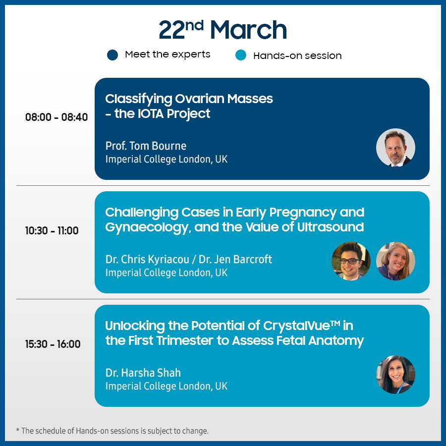 🔍Registration: bit.ly/3UXyGWi

Samsung Healthcare cordially invites you to the Expert Imaging in Obstetrics & Gynaecology (EIOG) 2024 to be held from Thursday, March 21 to Friday, March 22, 2024, at the Queen Elizabeth II Conference Centre in London, UK. We plan to run