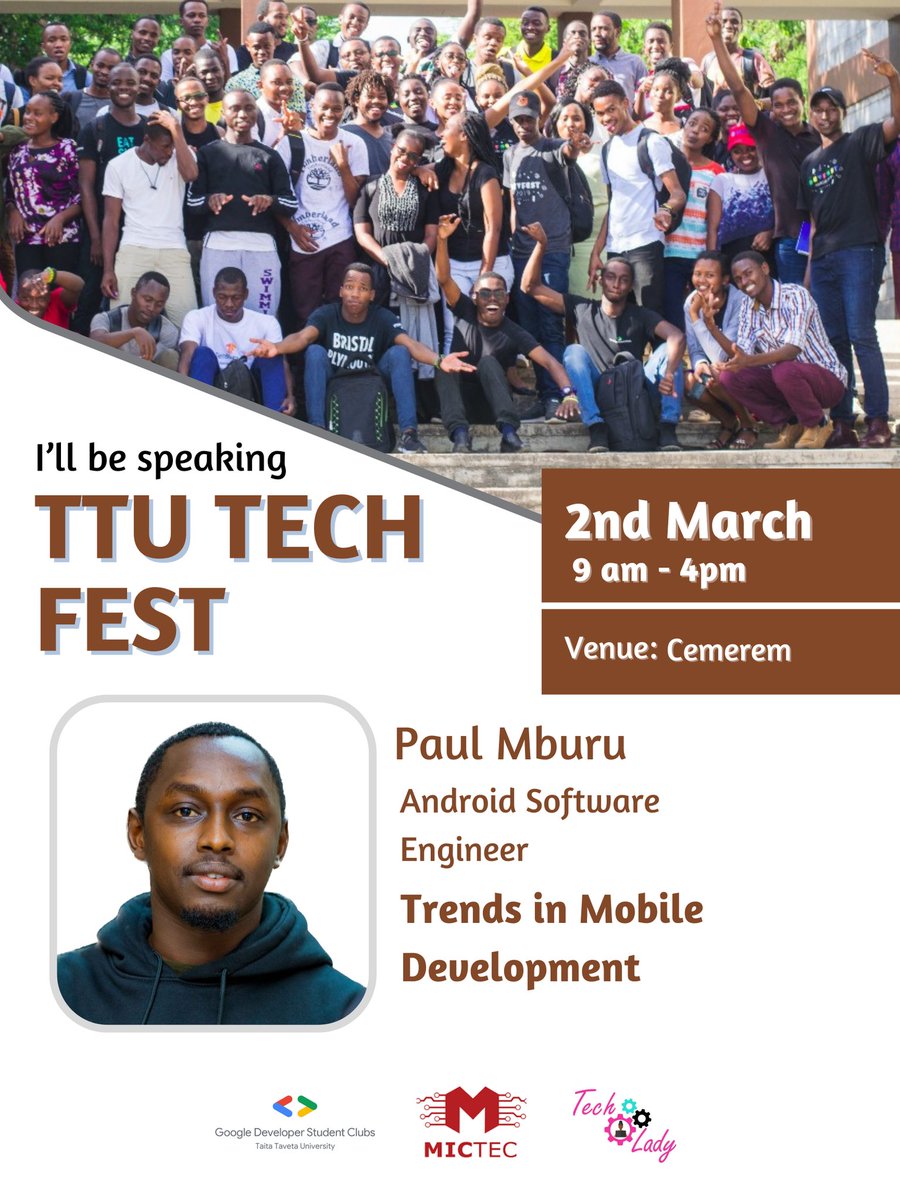 Speakers Lineup 🚨

Meet <a href="/paulnm/">Paul Mburu</a>,an Android Software Engineer who will be speaking about Trends in Mobile Development 🎉

#TTUTechFest24 #Developersstudentclubs #DscTtu