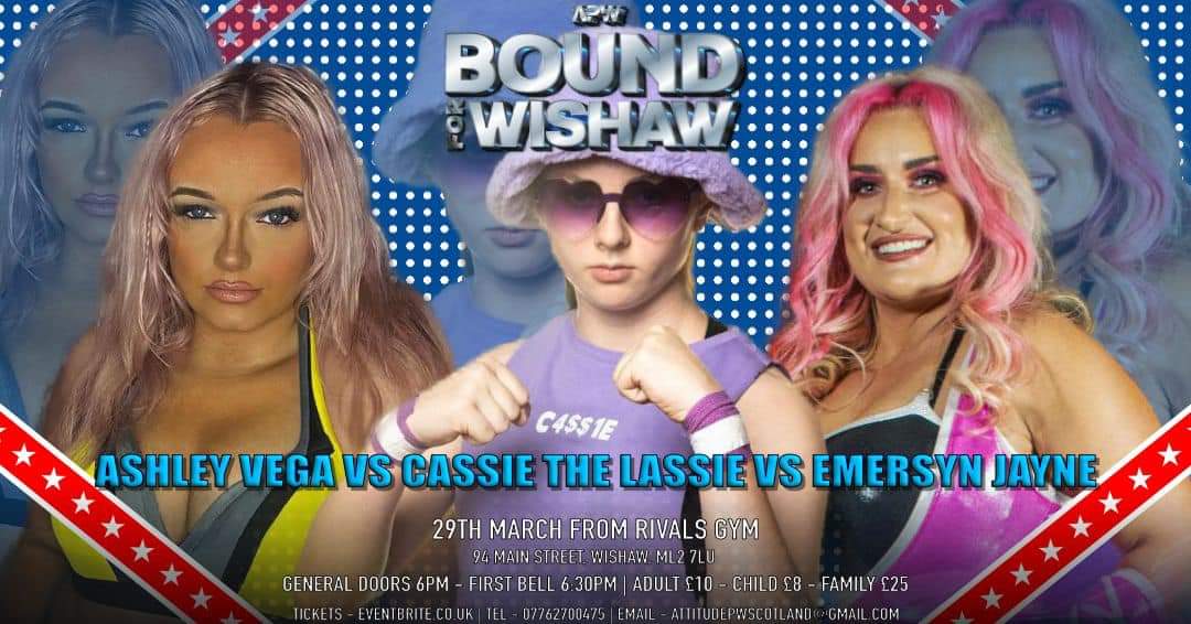 Women's triple threat, <a href="/AshleyVegaUK/">Ashley Vega</a> Cass the Lass &amp; @emersyn_jayne 

Experience says the veteran of this group will win but I think this win is going to be an example of why she's called "Undeniable"

Vega to win