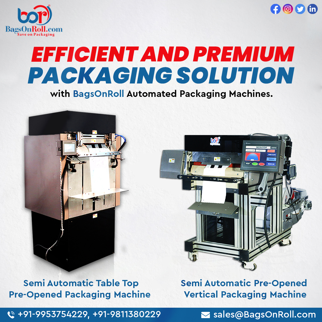 bagsonroll's tweet image. Efficient and Premium Packaging Solution with BagsOnRoll Automated Packaging Machines.

Connect with us to learn more
📲 +91-9953754229, +91-9811460229
📩 sales@BagsOnRoll.com
🌐 bagsonroll.com

#bagsonroll #packagingmachine #machinepackaging #packagingindustry