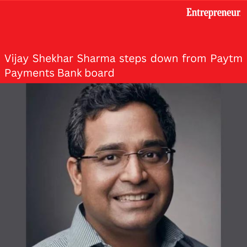 EntrepreneurAPJ's tweet photo. Vijay Shekhar Sharma Steps Down from Paytm Payments Bank Board
Read more:- https://t.co/eiS84UeQAo

#VijayShekharSharma #Paytm #Payments #Bank #BankingIndustry #DigitalPayments #TechInnovation #DailyNews #TrendingNow #PaytmNews #PaytmUpdates #DailyNewsUpdate #EntrepreneurIndia https://t.co/n0NIDVWPKX