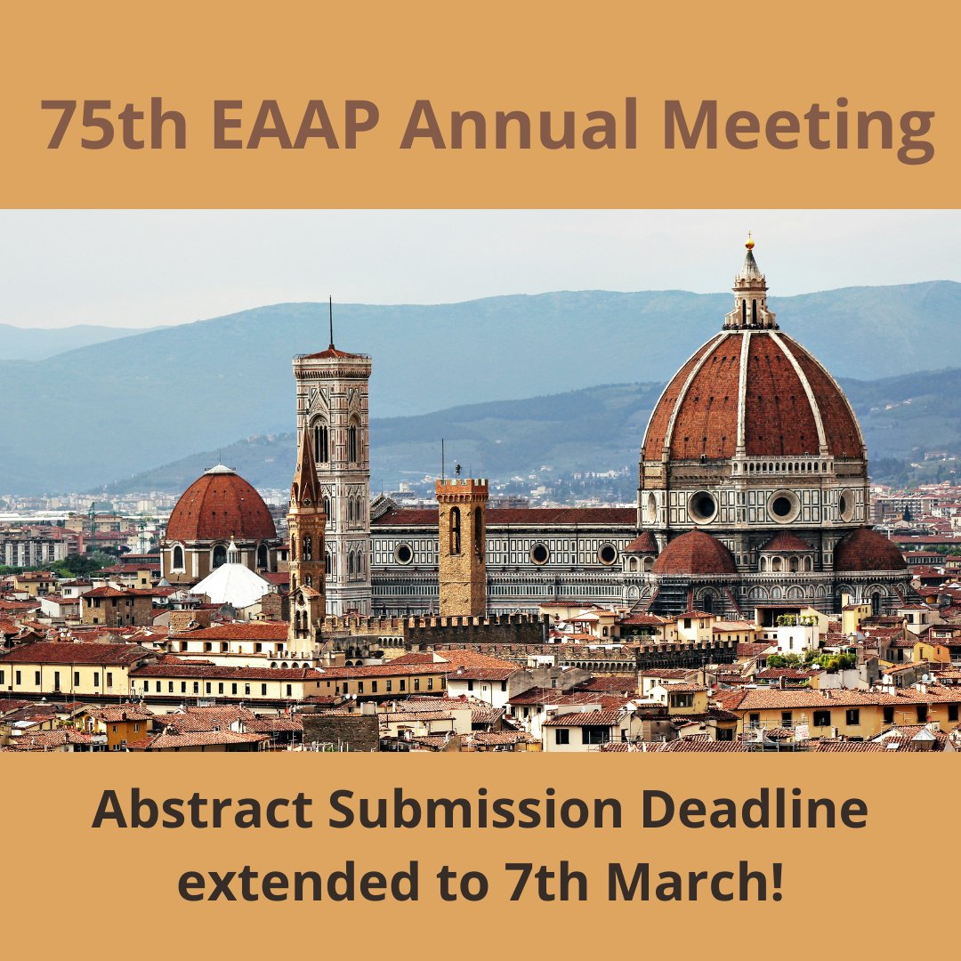 EAAPofficial (@eaapofficial) on Twitter photo ๐ฃ๐ฃ๐ฃABSTRACTS SUBMISSION ๐๐๐๐๐๐๐๐ ๐๐๐๐๐๐๐๐!
We decided to delay the deadline for submitting abstracts for the 75th EAAP Annual Meeting to ๐๐๐ซ๐๐ก ๐๐ญ๐ก!
๐ย Where: Florence, Italy ๐ฎ๐น
๐
ย When: September 1st-5th, 2024
๐ย info: eaap2024.org ๐ฃ๐ฃ๐ฃABSTRACTS SUBMISSION ๐๐๐๐๐๐๐๐ ๐๐๐๐๐๐๐๐!
We decided to delay the deadline for submitting abstracts for the 75th EAAP Annual Meeting to ๐๐๐ซ๐๐ก ๐๐ญ๐ก!
๐ย Where: Florence, Italy ๐ฎ๐น
๐
ย When: September 1st-5th, 2024
๐ย info: eaap2024.org