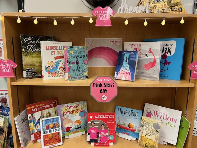 #pinkshirtday @ocdsblibraries #lifteachotherup #choosekindess #bullyingstopshere