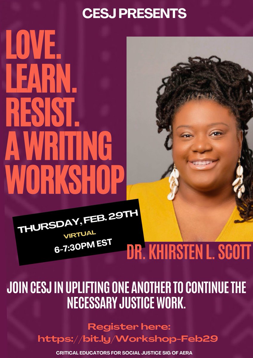 CESJ is hosting a writing workshop lead by THE amazing @khirstenlscott tomorrow! Pull up to get your soul feed and your creativity (re)awakened @CESJSIG