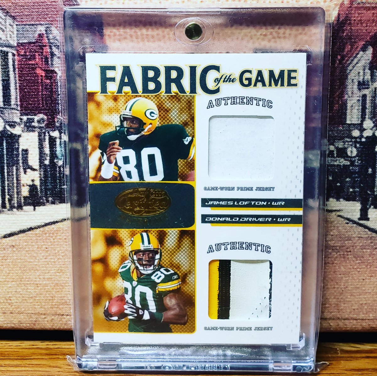 How about this one from the PC - Fabric Of The Game Game Used Prime Patches of James Lofton and Donald Driver - two all-time greats #/25! #donalddriver #jameslofton #fabricofthegame #greenbaypackers #gameused #thehobby #footballcards