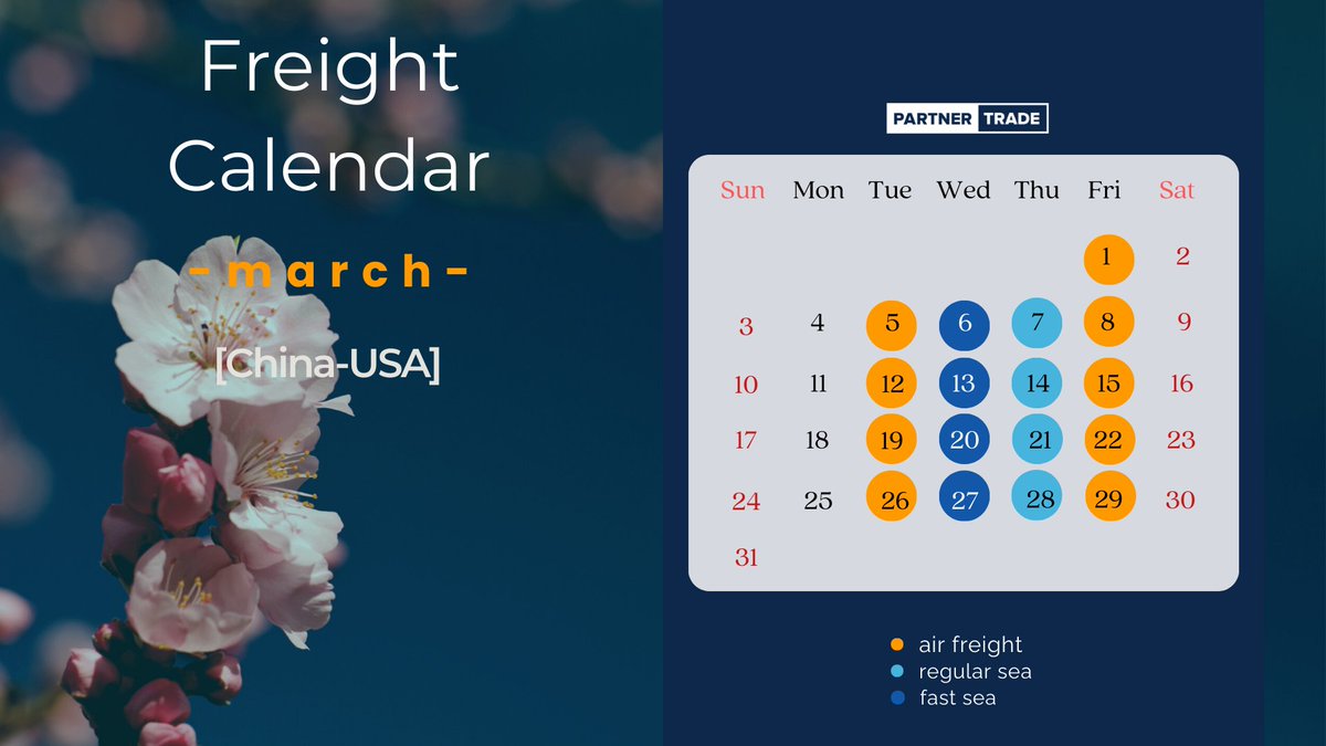 PT_Logistics3pl's tweet photo. ⛴️ #Chinausa #shipping 𝐜𝐚𝐥𝐞𝐧𝐝𝐚𝐫 𝐢𝐧 𝐌𝐚𝐫𝐜𝐡. We ship cargo from warehouses in #China to #Amazon or by address delivery. 
𝐁𝐨𝐨𝐤 𝐚 𝐩𝐥𝐚𝐜𝐞: 
📞 by phone: +1 646-766-1261
💬 on email logistics@partnertrade.us
#USAShipping #usshipping #amazonus #amazonusa #chinaus https://t.co/GAksTCDUrc