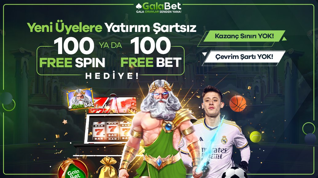 ⚡️ Yeni Üyelerin İlk Bahisleri Bizden!

🟢 Kazanç Sınırsız ve Çevrim Şartsız!

⚡️ Yeni üyelerimize özel Gates Of Gala oyununda geçerli 100 Free Spin veya 100 Free Bet hediye!

💰 Kazanç Sınırı Yok! kisalt.gg/GalaTwitter

♠️ Hemen Üye Olmak İçin Tıklayınız!