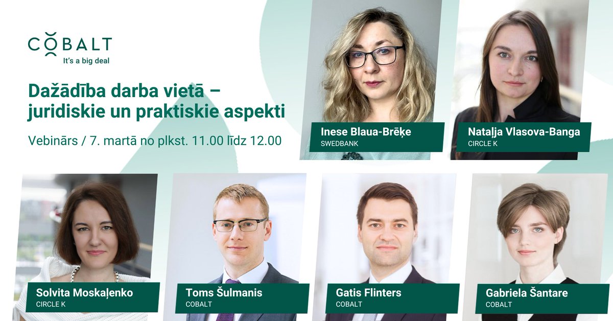 7. martā aicinām pieslēgties <a href="/COBALT_LV/">COBALT Latvia</a>, <a href="/SwedbankLatvia/">Swedbank</a> un <a href="/CircleKLatvija/">Circle K Latvija</a> sarunai par dažādību kā būtisku elementu ilgtspējas mērķu sasniegšanai: ej.uz/yfgt