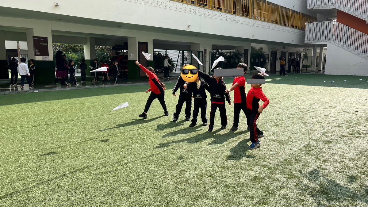 Year1_Tbs's tweet photo. "✈️ Let's soar into aerodynamics! 
Exploring the science of flight by making paper airplanes to unravel the secrets of flaps and folds. 
🛫 Design your plane for the ultimate distance challenge! Who will achieve the farthest flight? #STEAM @TBS_Delhi https://t.co/84wGl9v3fe