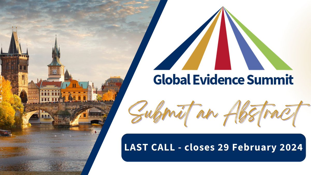 #2DAYS to close submission of abstracts for the Global Evidence Summit #GES2024. Visit the @GESummit website now and submit your abstract before it closes on February 29th. Check: buff.ly/3UoUJVv @CochraneLibrary @JBIEBHC @EvidenceComm @CampbellReviews