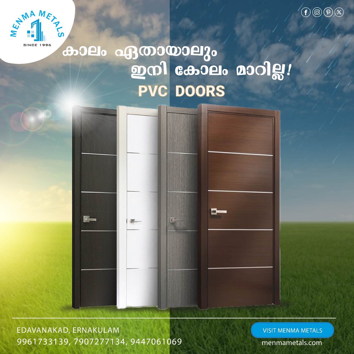 MenmaMetal's tweet photo. Upgrade your home's style with Menma Metal's durable and affordable PVC doors. Visit our showroom today!"

To know more details,
MENMA METALS
2/256-C, EDAVANAKAD P.O. 682502, ERNAKULAM, KERALA. https://t.co/ia8TQLIeuD