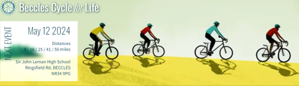 NorfSuff_IFA's tweet photo. Norfolk &amp; Suffolk are again supporting the Beccles Cycle for Life which this year will take place on the 12th May 2024. Please see the links below for more details and how to sign up.
https://t.co/NlMb4LQfMy
https://t.co/YDbwWueAQo https://t.co/2Na0jthjbH