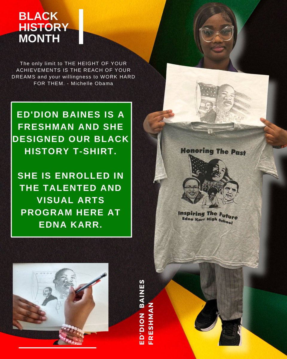 Special Shoutout to Freshman ED’DION BAINES for designing our BHM tshirts, Mr. Catolos and the BETA Club! #BlackHistoryMonth ❤️💚💛 #BetaClub
