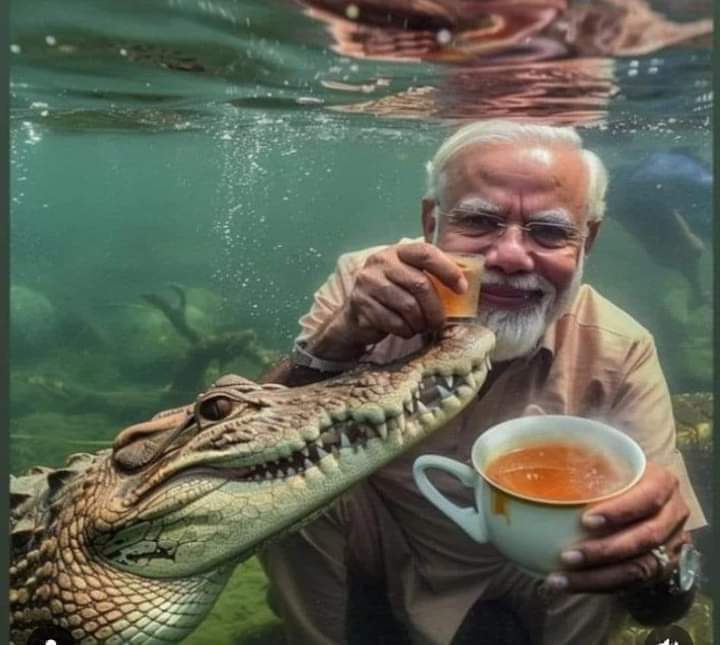 🐊 मगरू मेरे बचपन का दोस्त है 👶
उसी को चाय पिलाने के लिए समंदर में गया था 🙄
#LieLikeModi