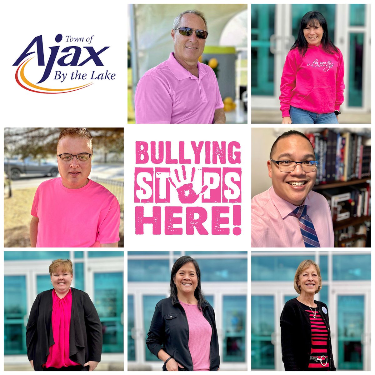 It’s Pink Shirt Day! Wednesday, February 28, 2024. Join #AjaxCouncil by wearing pink, raising awareness, supporting others, combating bullying, and promoting kindness! @TownOfAjax  @mayor_collier @CllrMCrawford @CllrRTylerMorin @yourvoice4ajax @CllrNHenry @JoanneDies @lisaforajax