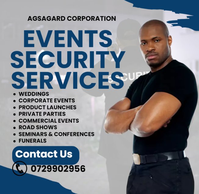 PeterrNgigi's tweet photo. If you have an upcoming event, then you need to contact us. We are your plug for all your #EventsSecurity &amp; #EventsUshering #EventsMedicalServices needs
#Weddings #CorporateEvents #ProductLaunches #PrivateParties #Ruracios #ChurchEvents #RoadShows 
Call/Text/Whatsapp 0729902956 https://t.co/XgNR5rdvHE