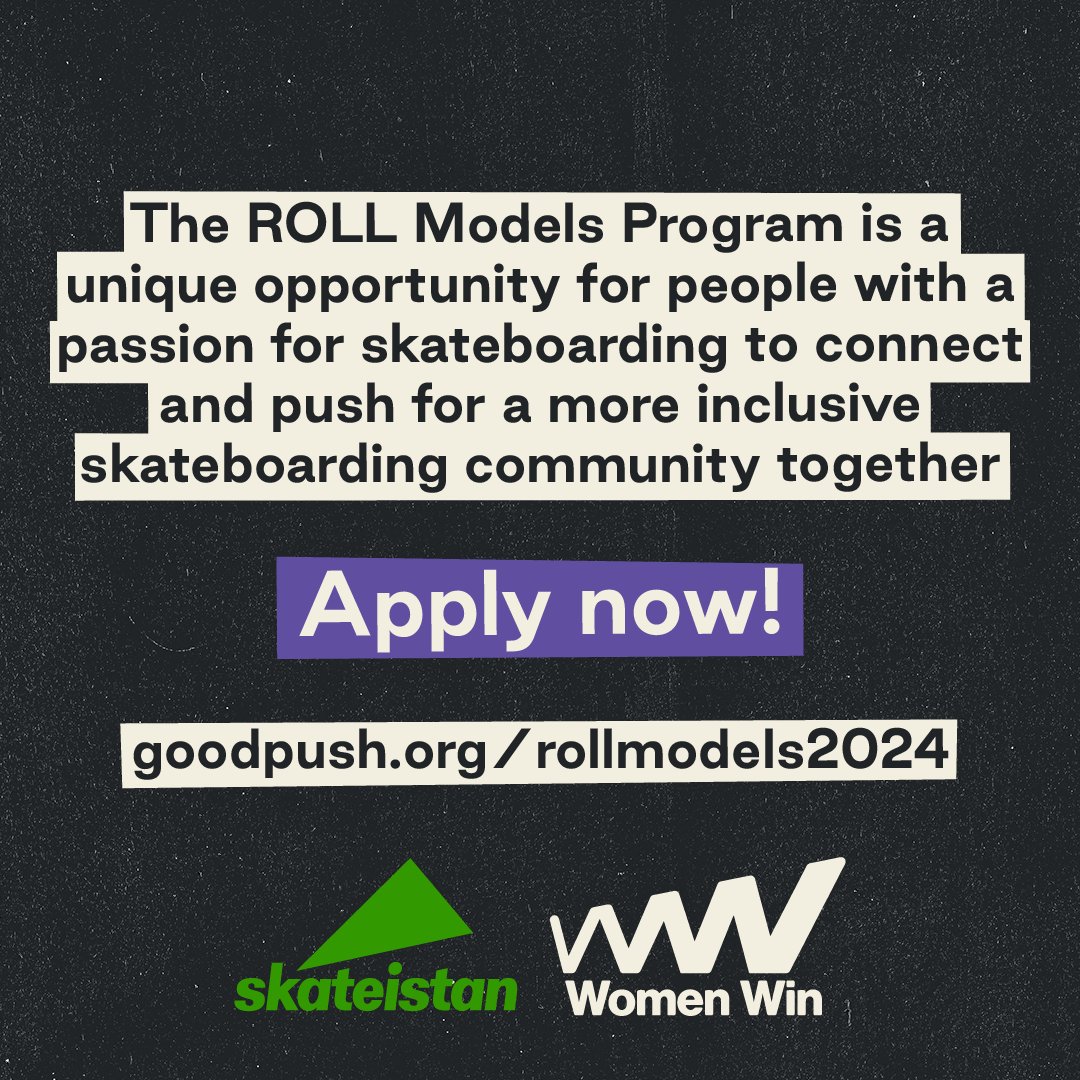 For the fifth year in a row, Skateistan and Women Win are funding the ROLL Models Program to support women and non-binary leadership in skateboarding. Apply now sportanddev.org/latest/jobs-an… @thegoodpush @Skateistan @Women_Win