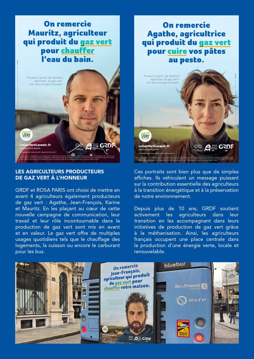 #SIA2024 l CP #Presse 🗞️
#GRDF affiche son soutien au monde agricole, et muscle son discours en faveur du #GazVert avec <a href="/ROSAPARISagency/">ROSA PARIS</a> pour rappeler que le #biométhane, #énergie locale &amp; renouvelable est produite par les agriculteurs.
👉🏻 cutt.ly/nwN0yWu2 #Décarbonation