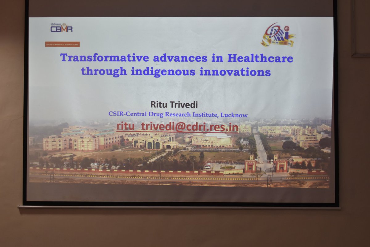Alok_Dhawan's tweet photo. Dr @ritu_trivedi, @CSIR_CDRI, delivered the #NationalScienceDay lecture @cbmrofficial on "Transformative advances in Healthcare through indigenous innovations". It was befitting the theme of the year, Indigenous Technologies for Viksit Bharat. 
@ChiefSecyUP @MeUPGovt @UPAcadSci https://t.co/Vs2KKgR80p
