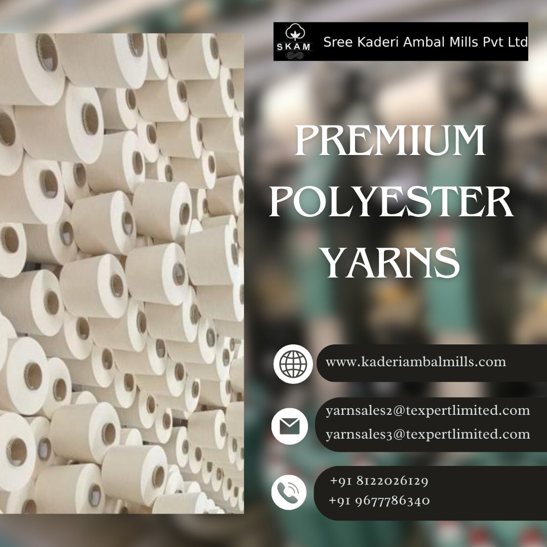 Our premium polyester yarns are the perfect choice four next project with superior quality, they're sure to elevate your creations.
Visit us: kaderiambalmills.com

#kaderiambalmills #skam #polyesteryrans #yarns #spunpolesyteryarns #spunpolyesteryarnmanufacturer