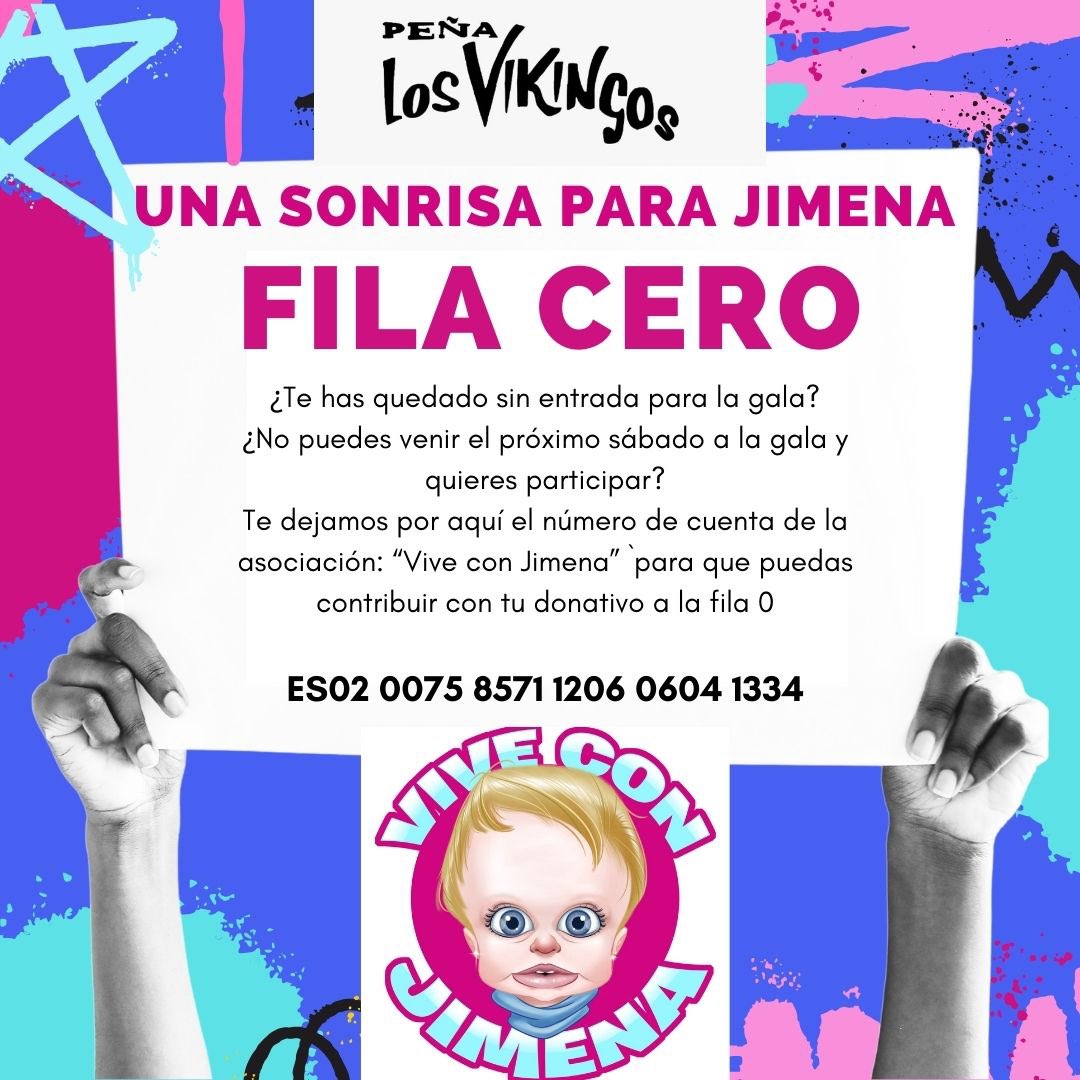 ¿Te has quedado sin entrada para la gala del próximo sábado? ¿No puedes venir y quieres colaborar con @vive_con_jimena_ ? UNA SONRISA PARA JIMENA - FILA CERO ES02 0075 8571 1206 0604 1334 ⚠️ Tu aportación, es importante!