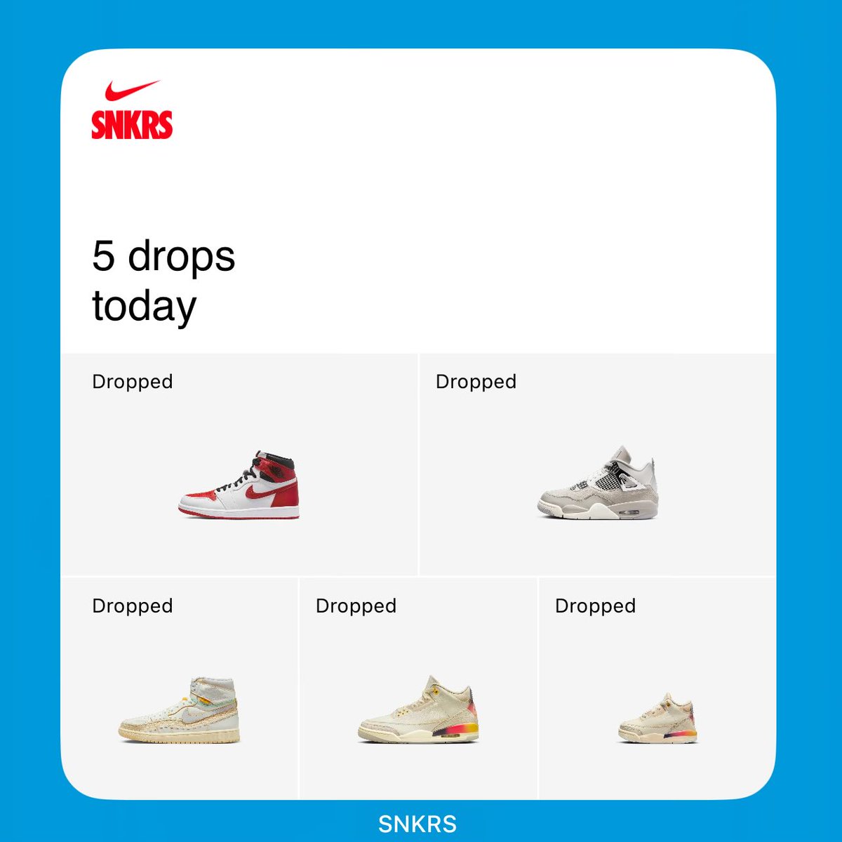 kukuboat's tweet photo. 5 drops today, everything sold out in minutes, it’s crazy how Nike continues to ignore this botting issue on SNKRS https://t.co/1Bmy5BZIUe